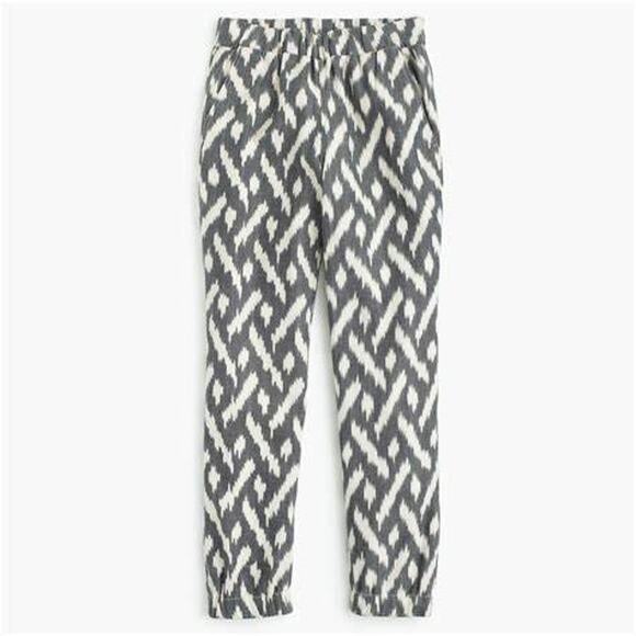 J. Crew Pants - J. Crew Seaside Jogger Pant Ikat Cream Gray Print Pull On Pants sz 6